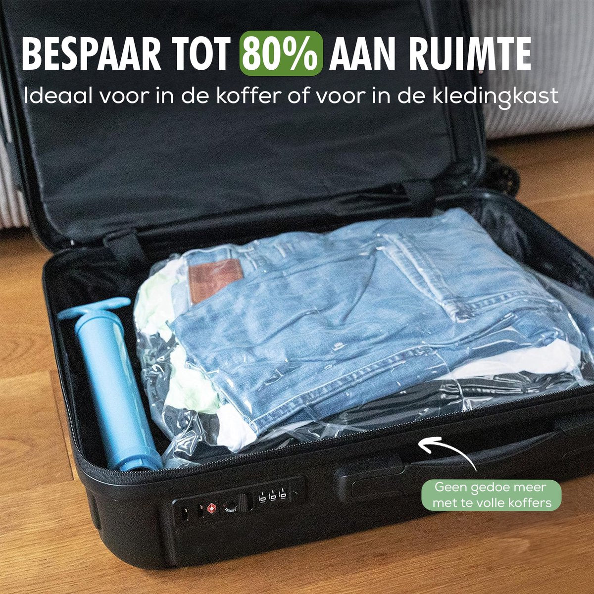 Vacuümzakken besparen ruimte in de koffer