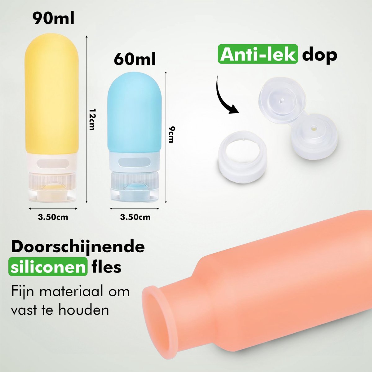 Travelhawk Reisflesjes met Etui – 60 tot 90 ml