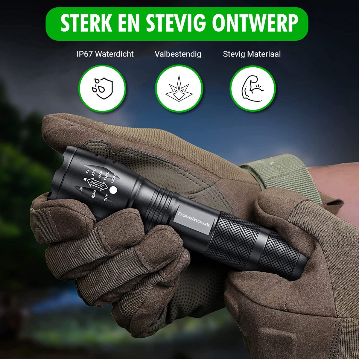 Travelhawk LED Zaklamp – 2 Stuks Krachtige LED Zaklampen