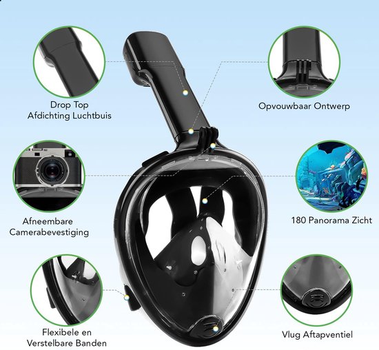 Travelhawk Snorkelmasker – Full Face (Panoramisch Zicht)