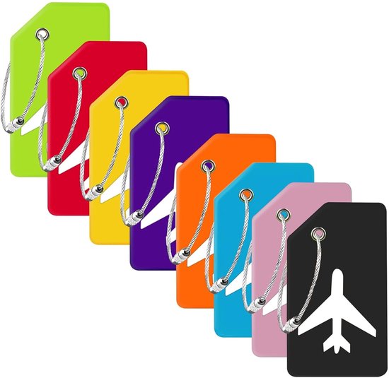 Travelhawk siliconen kofferlabels 8 stuks in meerdere kleuren