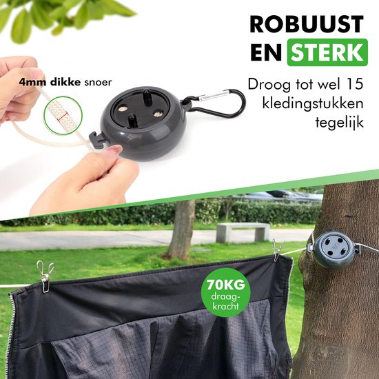 Travelhawk Uitschuifbare Waslijn – Compacte Reiswaslijn Zonder Knijpers