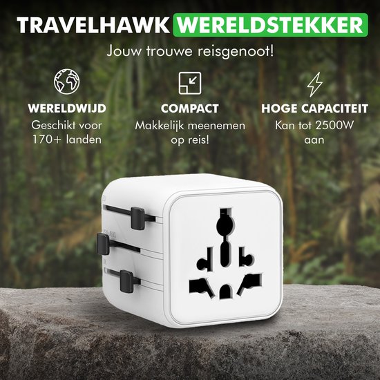 Travelhawk Wereldstekker Universeel – Met USB Poorten
