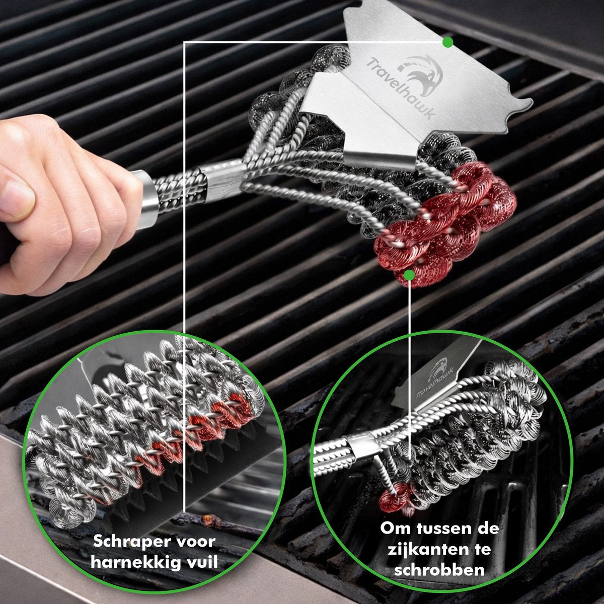 BBQ borstel RVS staalborstel grill reiniging zilver
