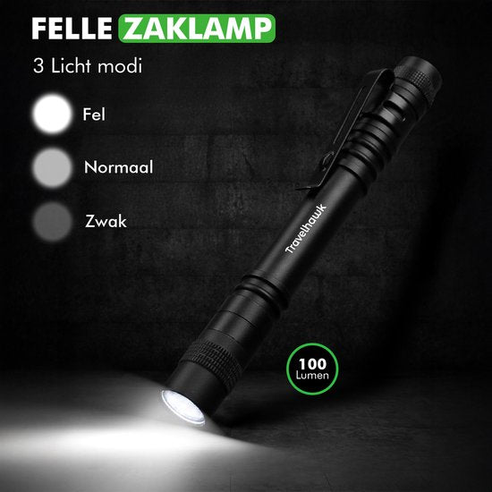 Close-up van Travelhawk zaklamp LED lens en focusring