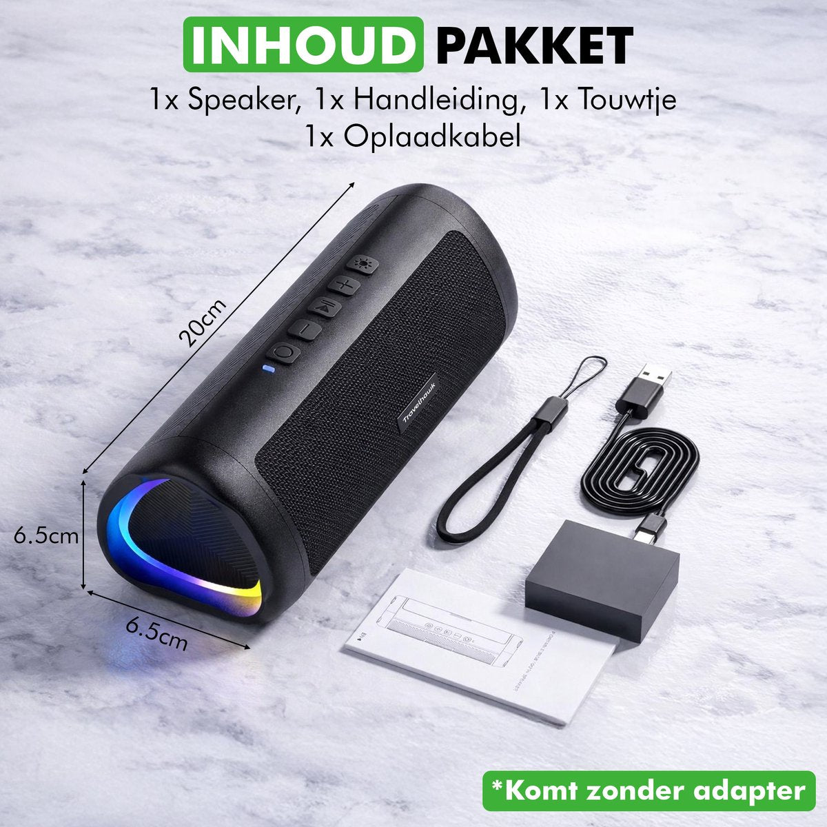 Detail van LED-indicaties Travelhawk draadloze Bluetooth speaker zwart