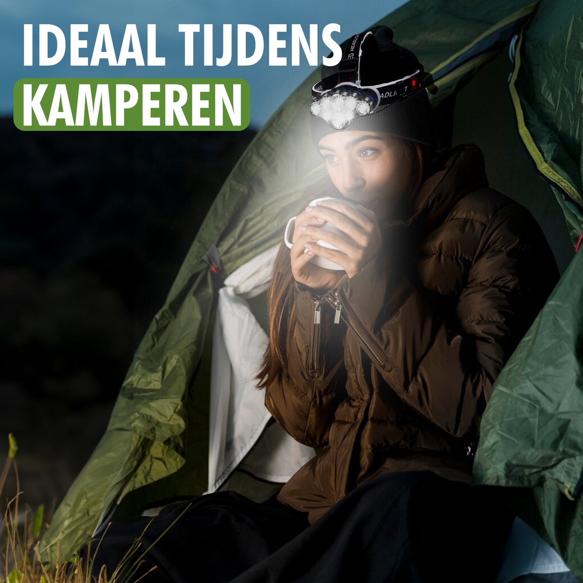 Detail van lichtstanden en bedieningselementen van Travelhawk oplaadbare LED hoofdlamp