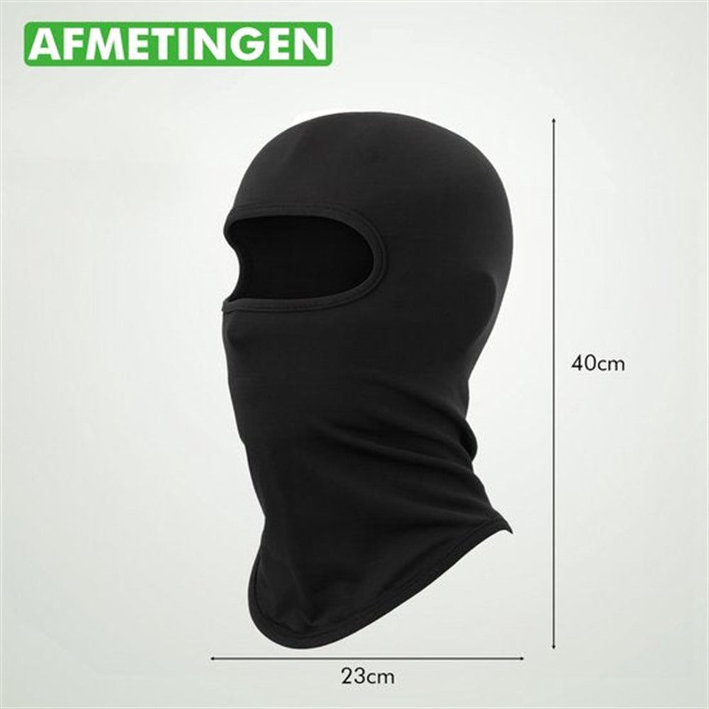 Detail van zwarte Travelhawk balaclava materiaal