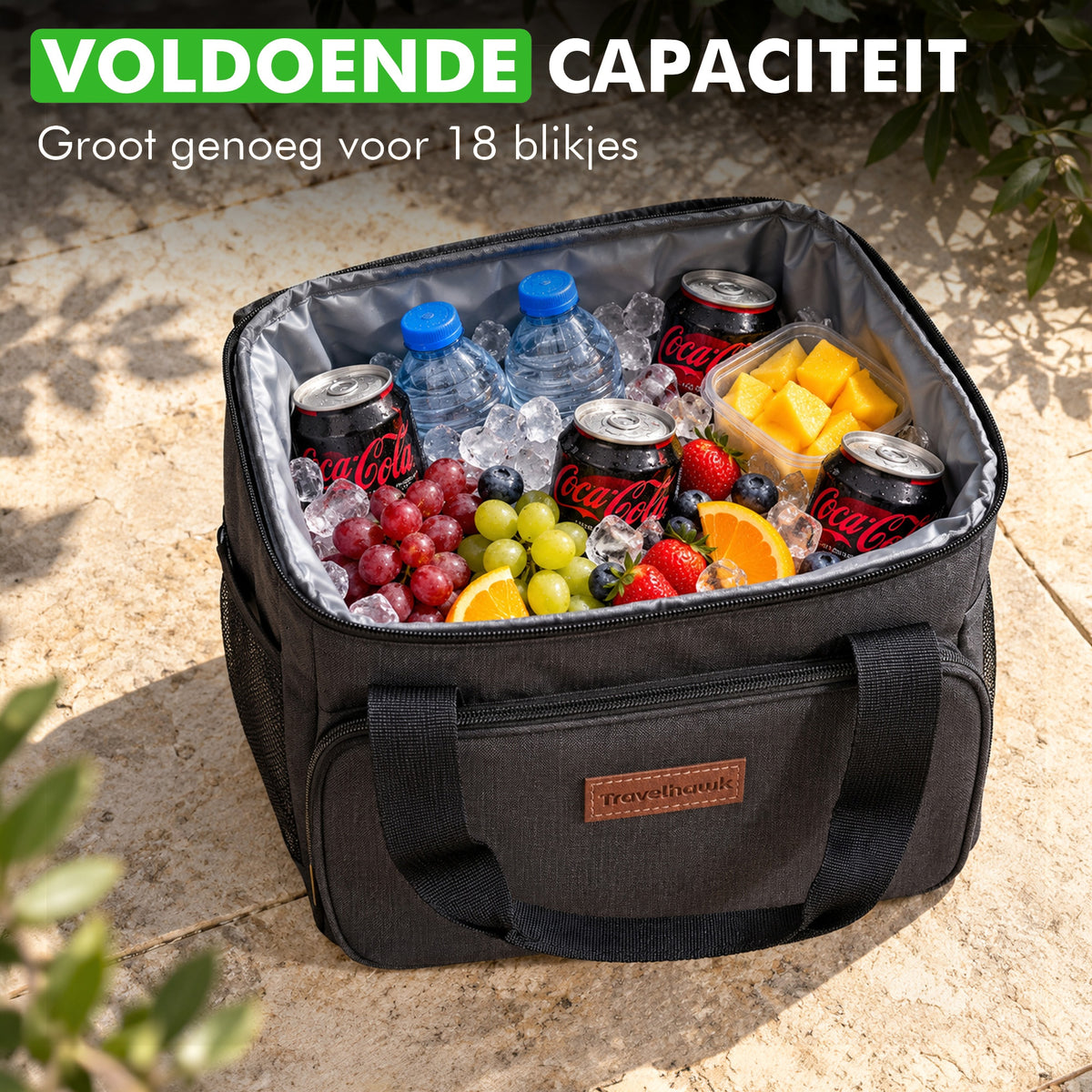 Travelhawk koeltas gevuld met eten en drinken