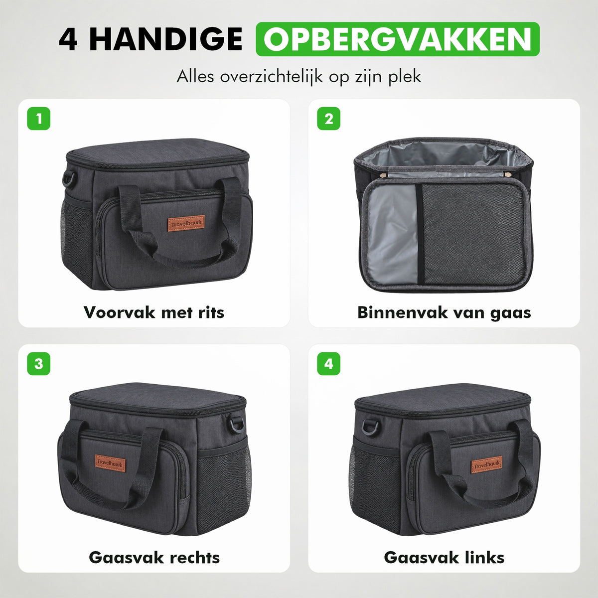 Opbergvakken van de Travelhawk koeltas