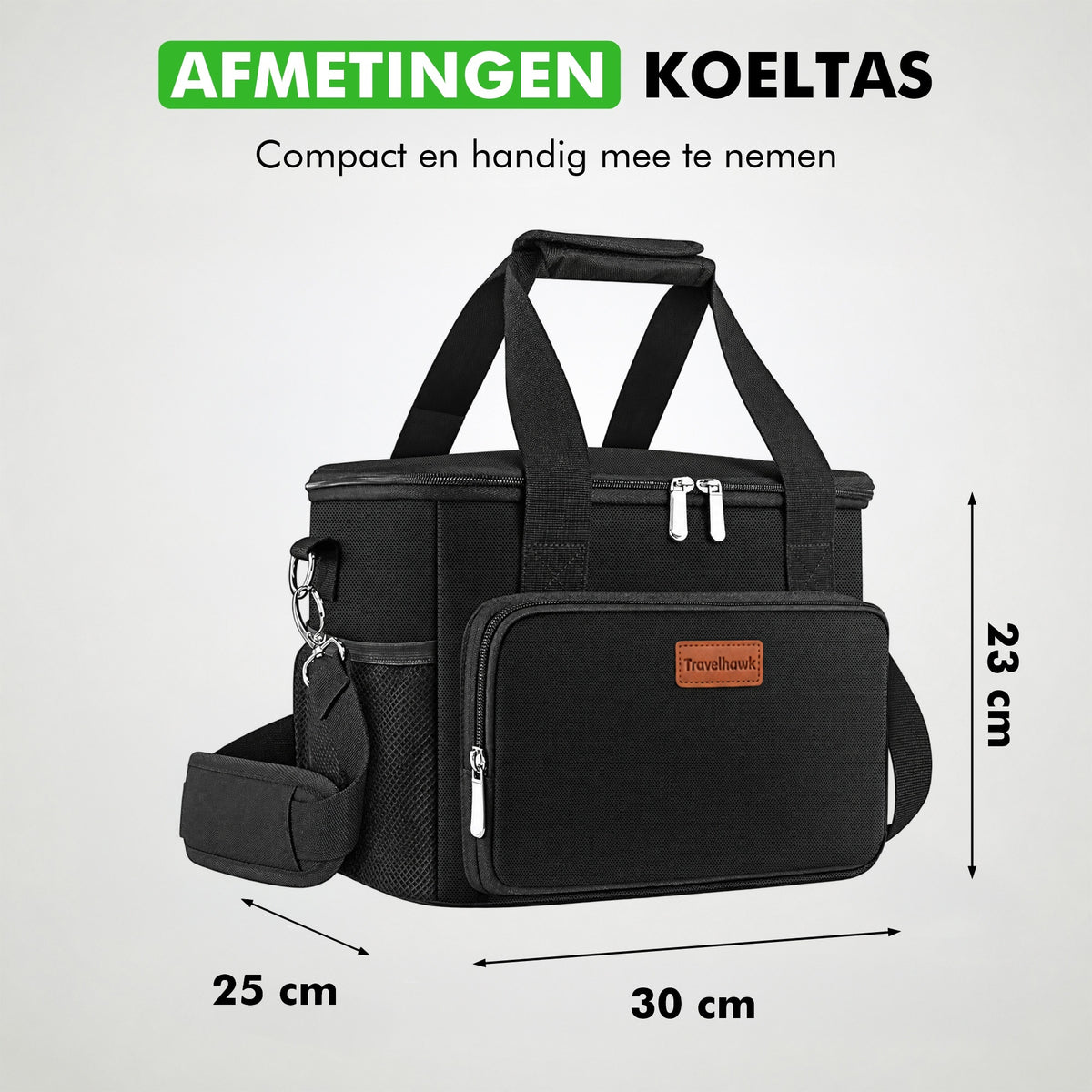 Afmetingen van de Travelhawk koeltas 15 liter
