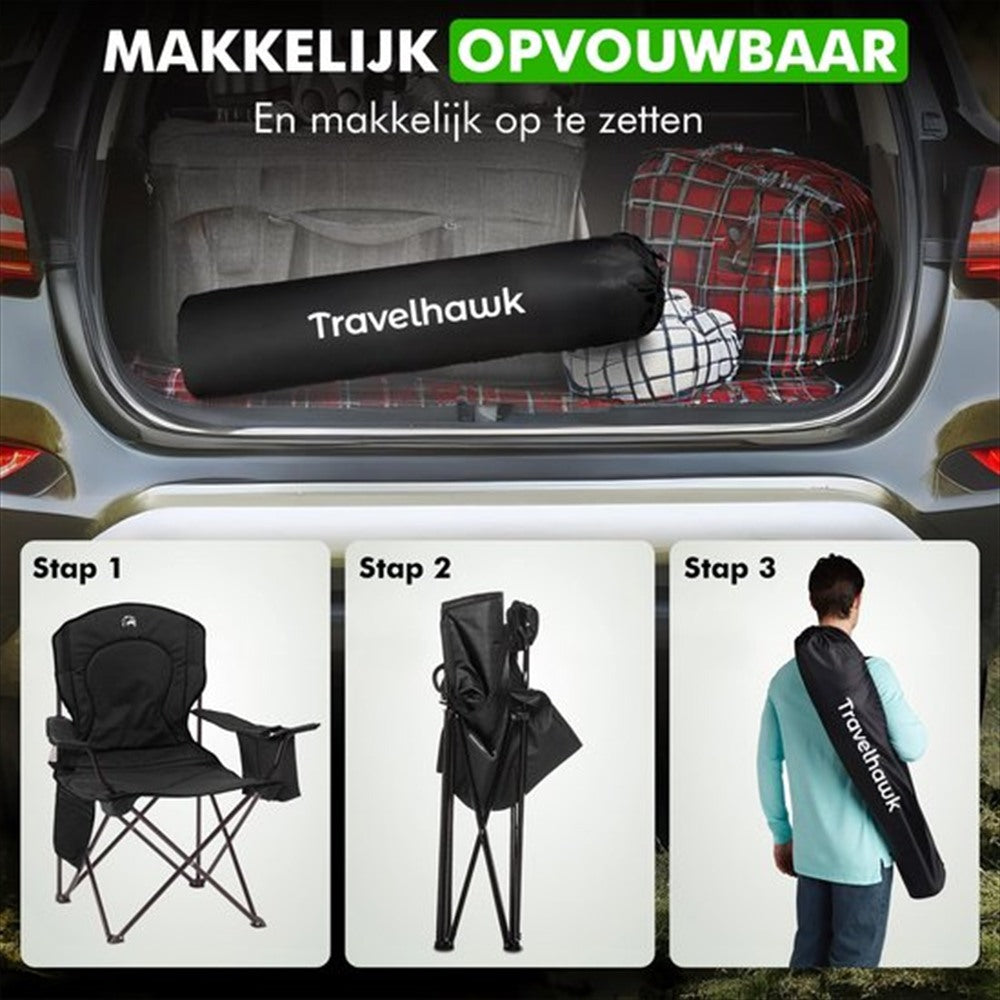 Travelhawk XL campingstoel comfortabel zitvlak detail