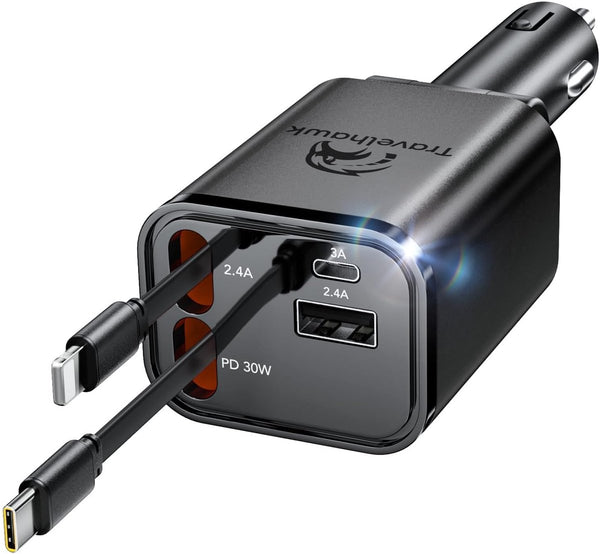 Travelhawk autolader USB C Lightning 86W snellader auto