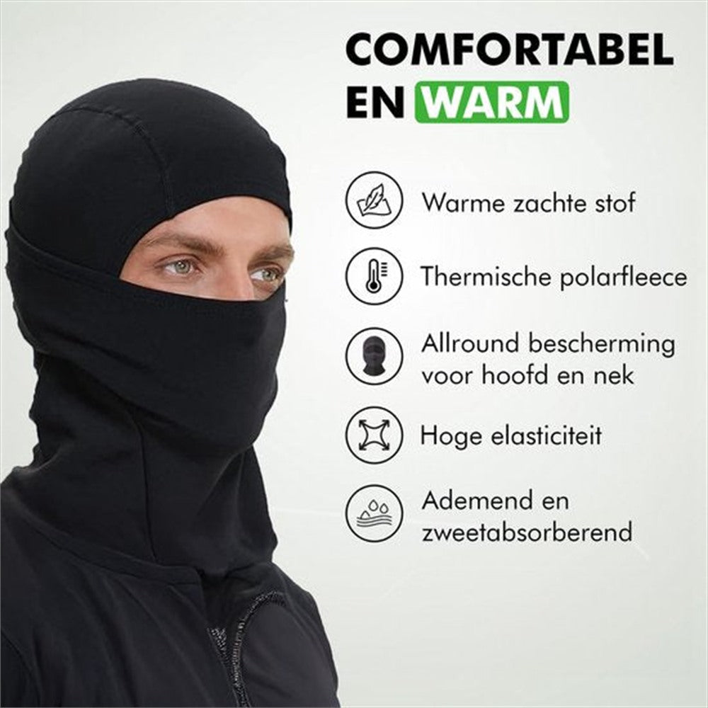 Travelhawk balaclava helmmuts zwart voor motor en scooter