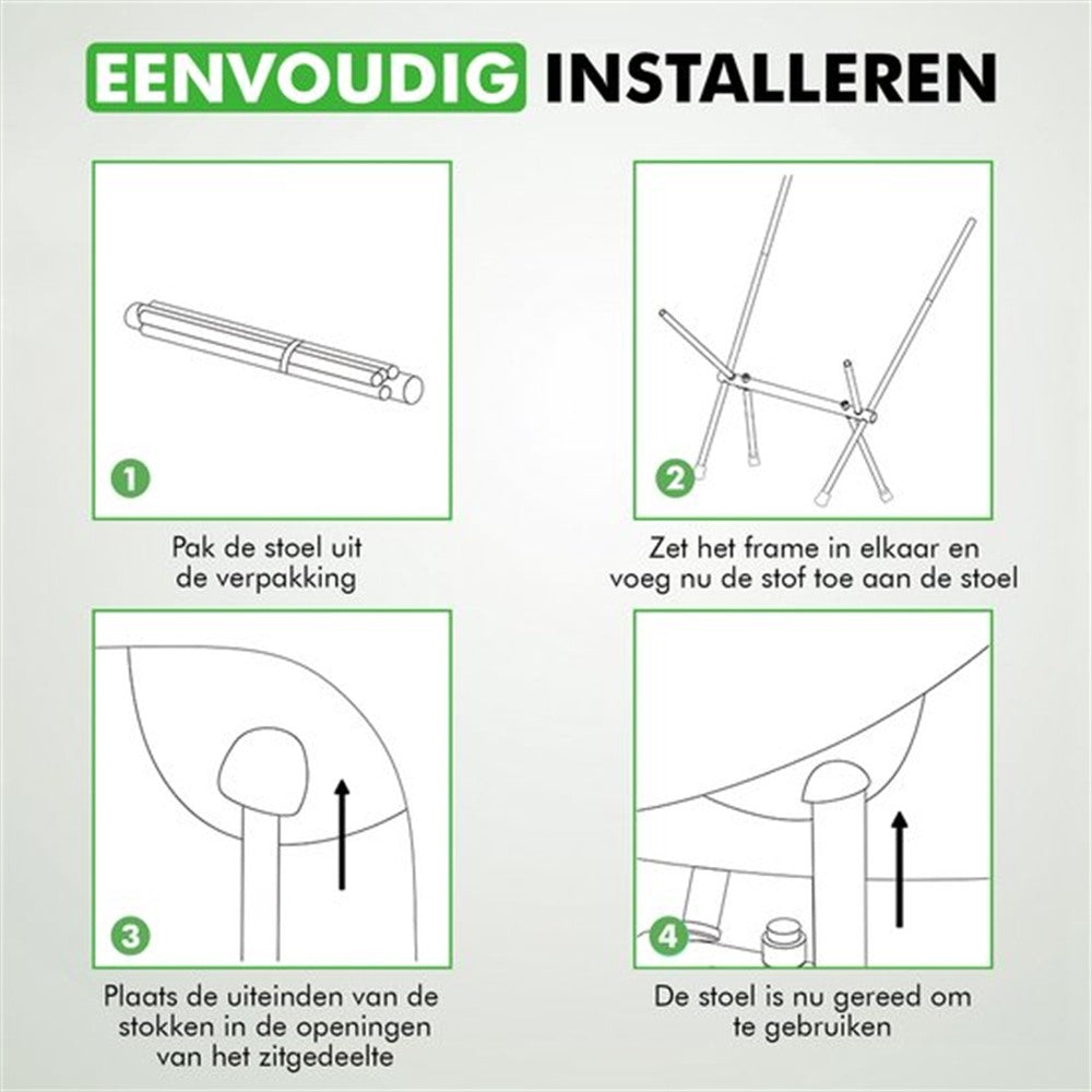 Travelhawk campingstoel zwart met stevig frame