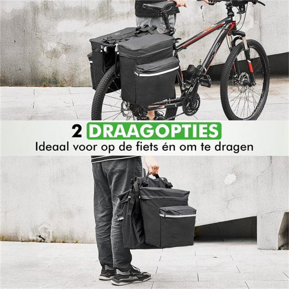 Travelhawk fietstas waterdicht zwart voor bagagedrager