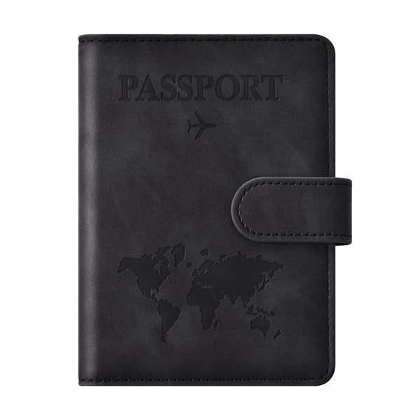 Travelhawk paspoorthoesje travel wallet zwart met wereldkaart