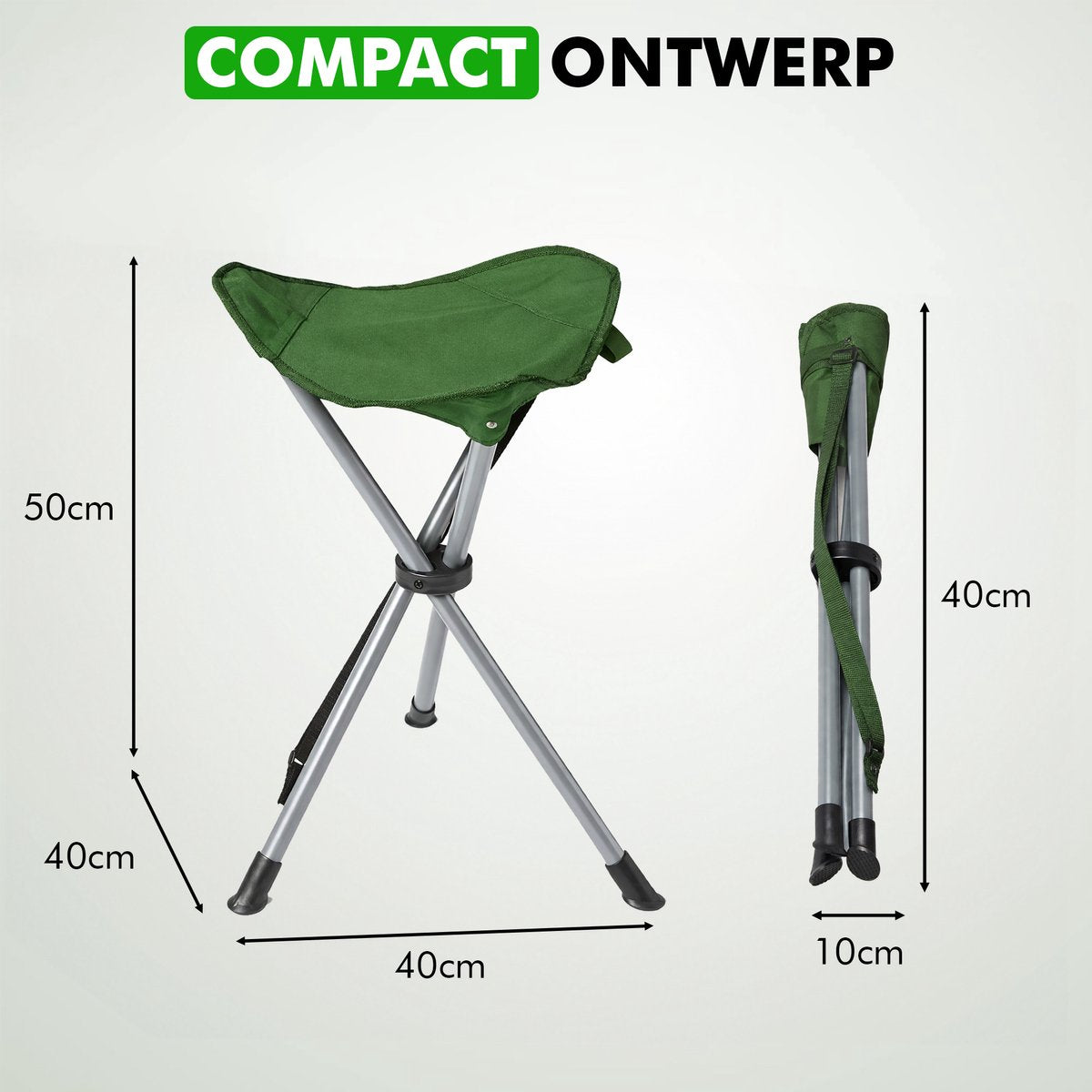 Travelhawk telescopische kruk gebruikt als voetensteun bij kampeerstoel