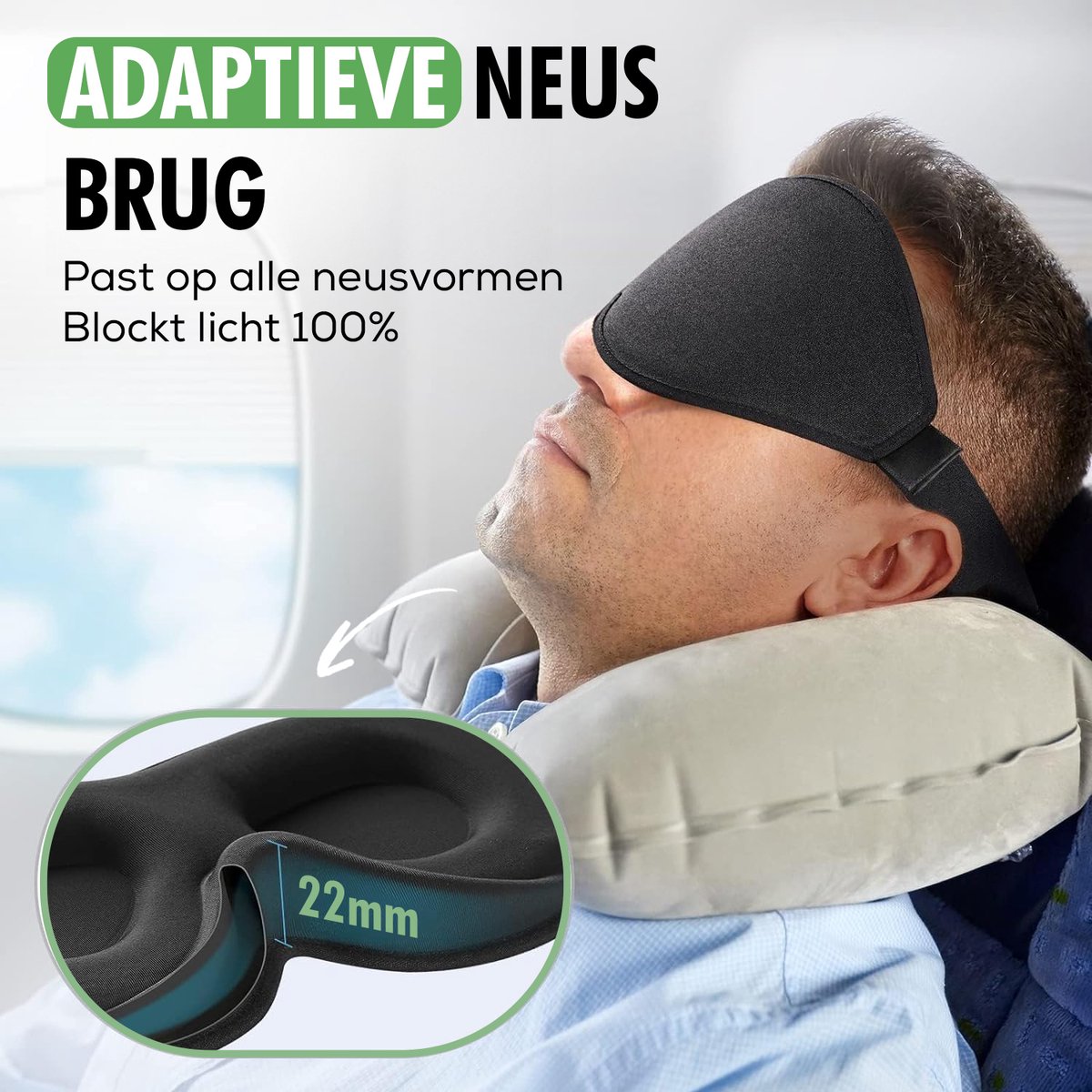 close-up oogholtes van slaapmasker travelhawk
