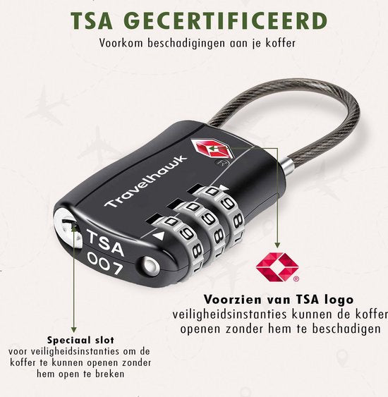 close-up van travelhawk kofferslot met cijfercode