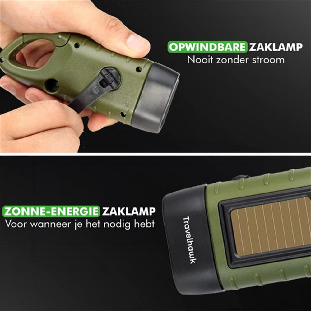 handcrank zaklamp travelhawk tijdens kamperen