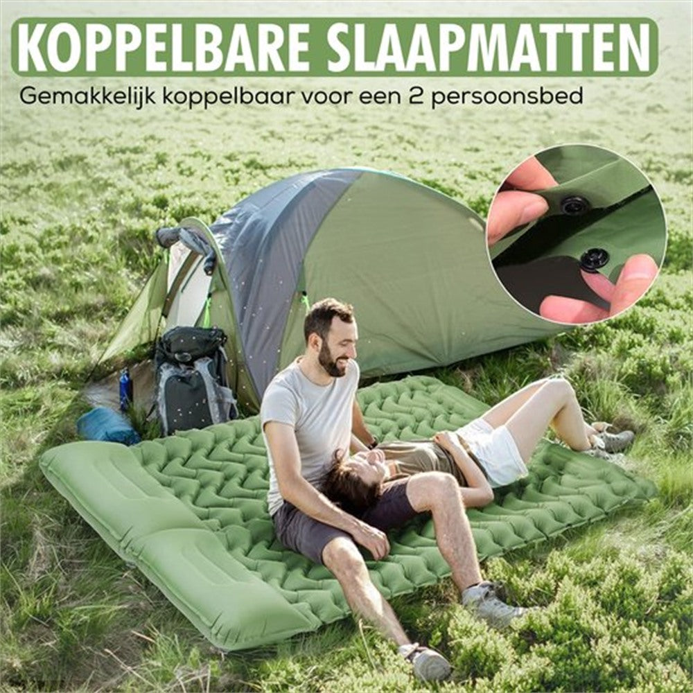 luchtbed opgesteld op een camping