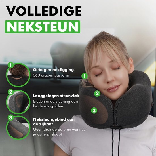 memory foam nekkussen travelhawk om nek van reiziger