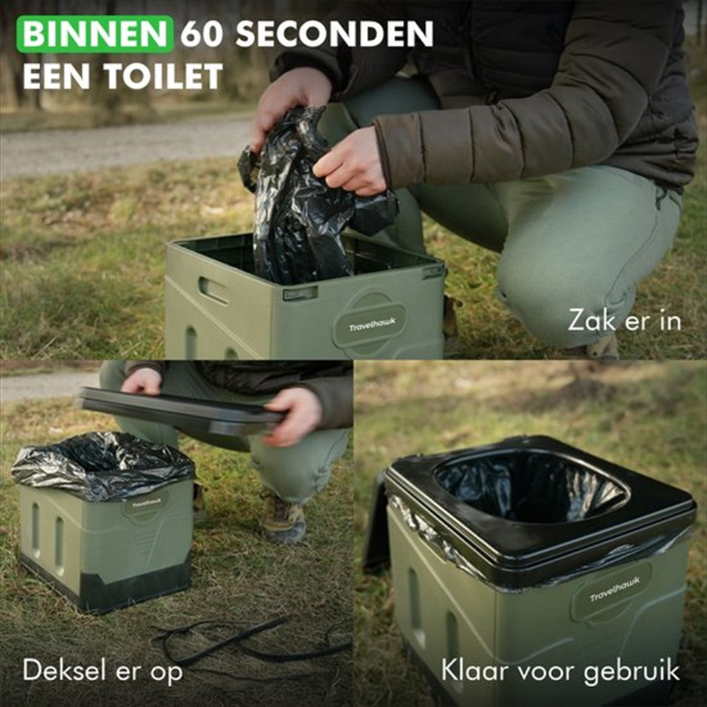 travelhawk campingtoilet draagbaar op camping