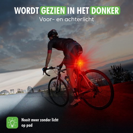 travelhawk fiets voorlicht en achterlicht op fiets gemonteerd