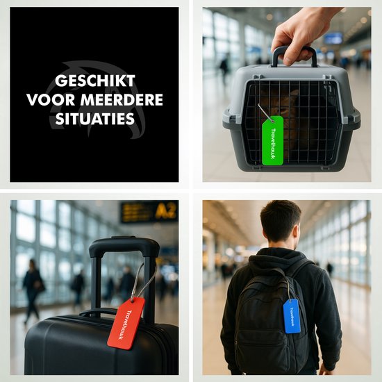 travelhawk kofferlabel set in verschillende kleuren