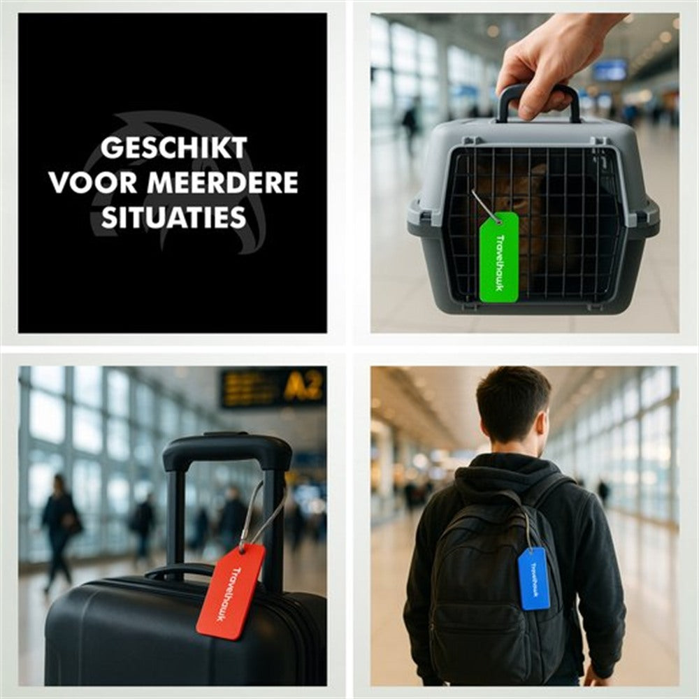 travelhawk kofferlabel set in verschillende kleuren