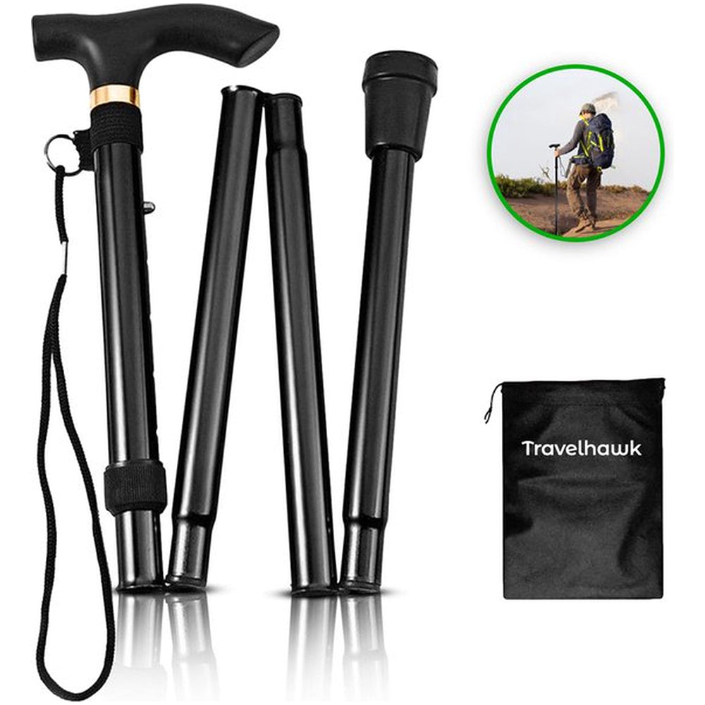 travelhawk wandelstok verstelbaar en opvouwbaar