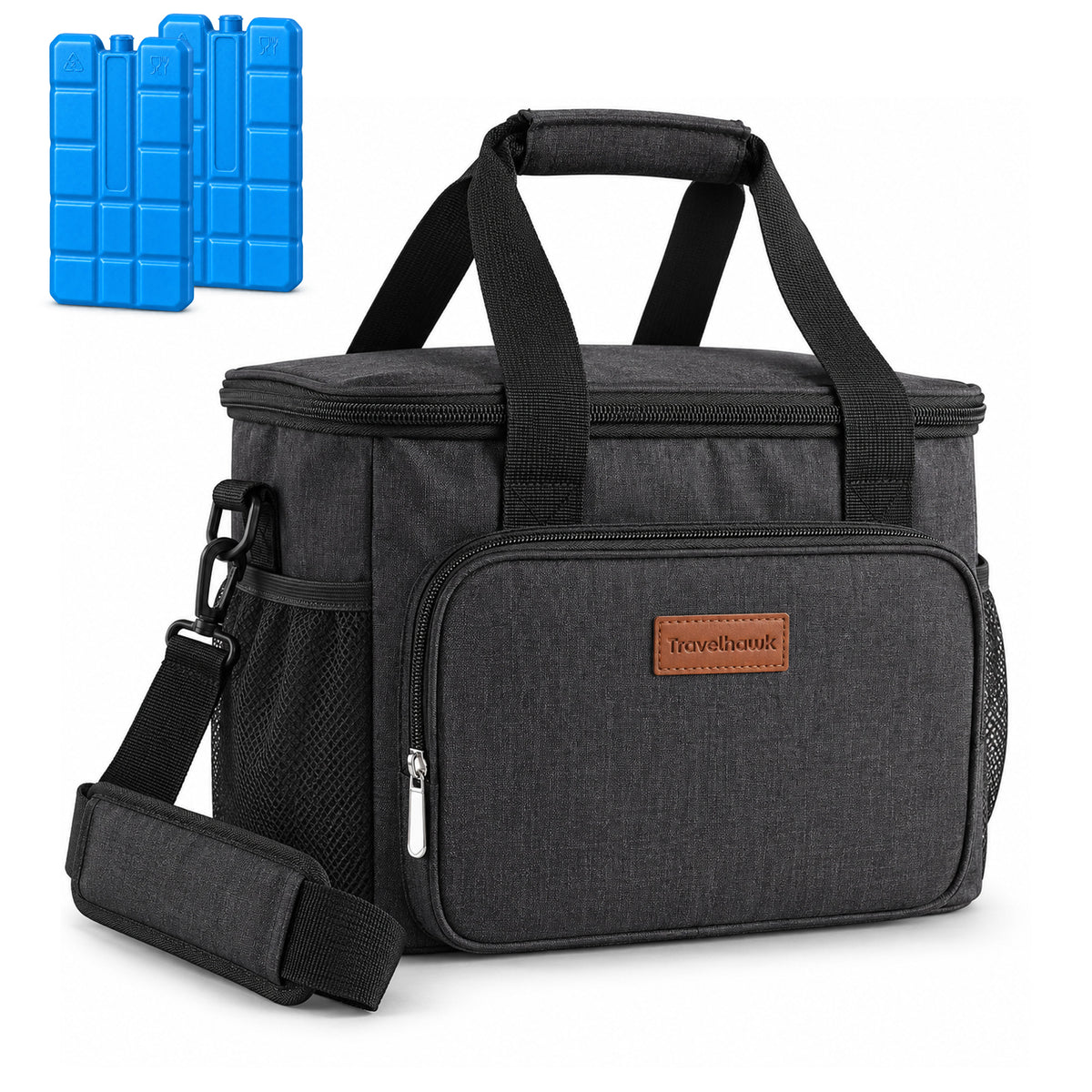 Zwarte Travelhawk koeltas 15 liter met koelelementen