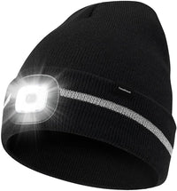 Zwarte Travelhawk wintermuts met LED-lamp en reflecterende streep