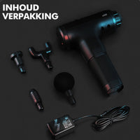 Inhoud van de verpakking van de Ox massage gun