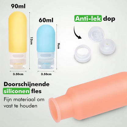 Travelhawk Reisflesjes met Etui – 60 tot 90 ml