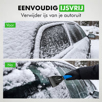 Autoruit voor en na het ijsvrij maken met de ijskrabber