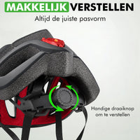 Draaiknop achter in de helm om de pasvorm te verstellen