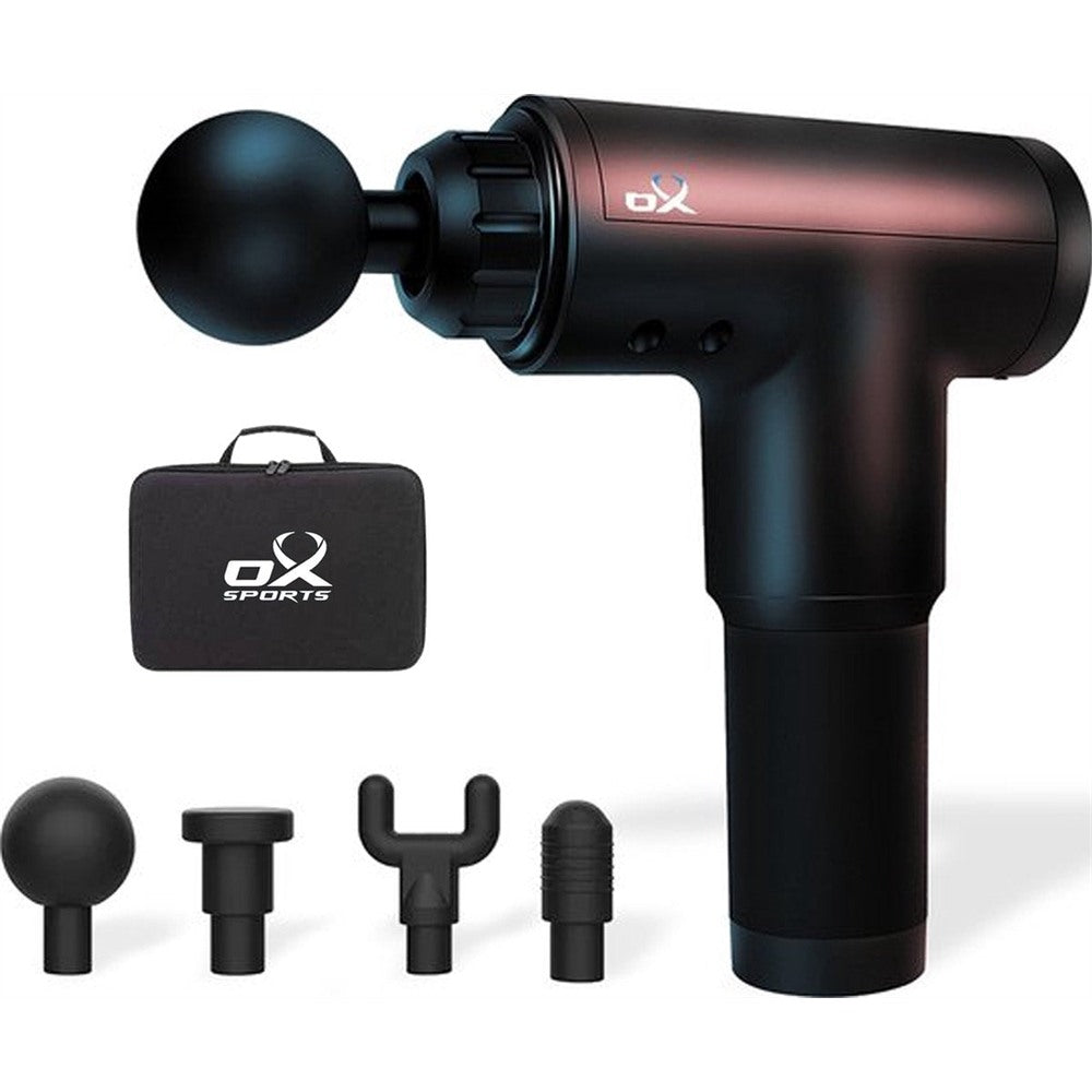 Ox massage gun met opzetstukken en opbergtas