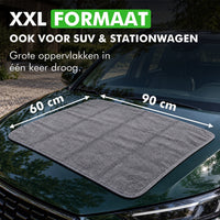 XXL formaat van 60 bij 90 centimeter, ook geschikt voor SUV en stationwagen
