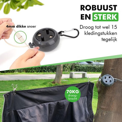 Travelhawk Uitschuifbare Waslijn – Compacte Reiswaslijn Zonder Knijpers