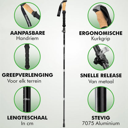Travelhawk Nordic Walking Stokken – Verstelbaar & Lichtgewicht