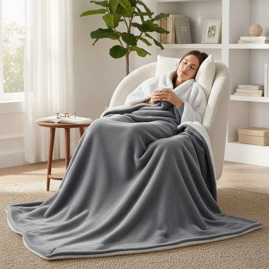 Travelhawk Fleece Deken 150×200 cm – Luxe Plaid Grijs