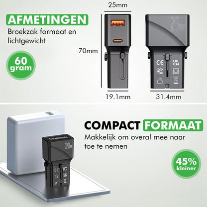 Travelhawk Internationale Reisstekker – Universele Wereldstekker met USB-A & USB-C