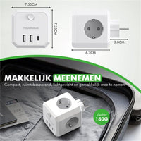7-weg travelhawk powercube in gebruik op kantoor