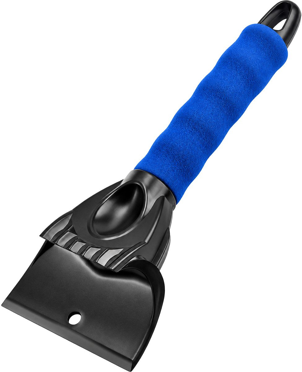 Travelhawk ijskrabber met zwarte kop en blauwe foamgreep
