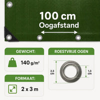 Afmetingen Travelhawk dekzeil 2 bij 3 meter 6 m2