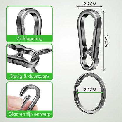 Aluminium musketonhaak met sleutelring
