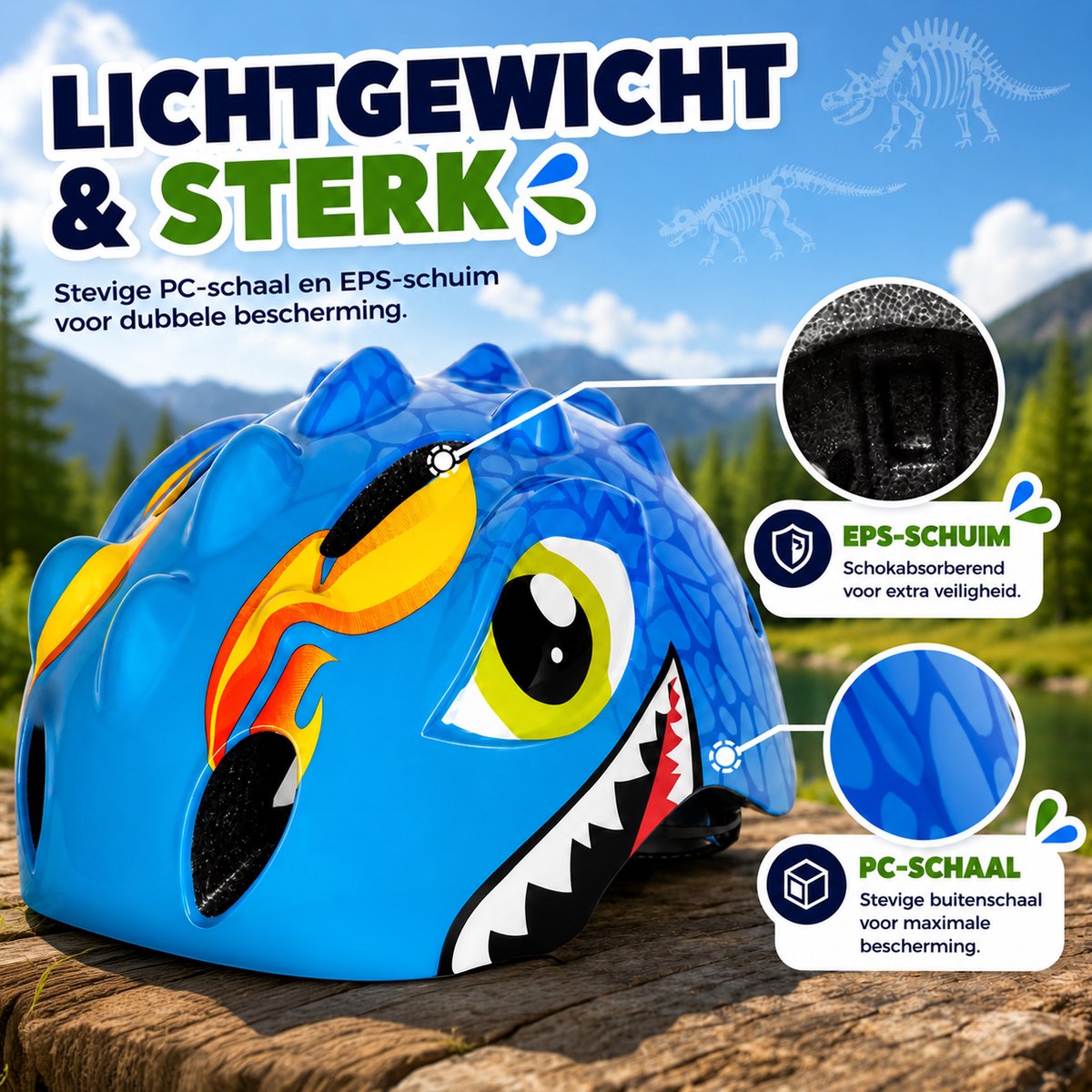 Blauwe kinderfietshelm maat XS 46-51 cm Travelhawk