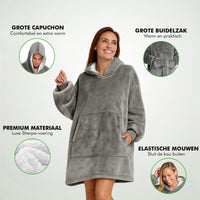Close-up Travelhawk fleece hoodie deken donkergrijs zachte sherpa voering